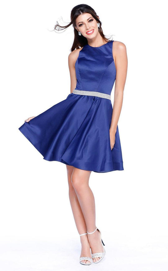 Shail K 4018 Sleeveless Jeweled Waist Cocktail Dress - 1 Pc. Navy in size 2 Available CCSALE 2 / Navy