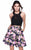 Shail K 4023 Two Piece Lace Floral Skirt with Criss Cross Back CCSALE 8 / Black Floral Print
