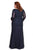 Shail K - Bedazzled Long Sleeve V-neck Trumpet Dress 12162W - 1 pc Navy In Size 18W Available CCSALE 18W / Navy