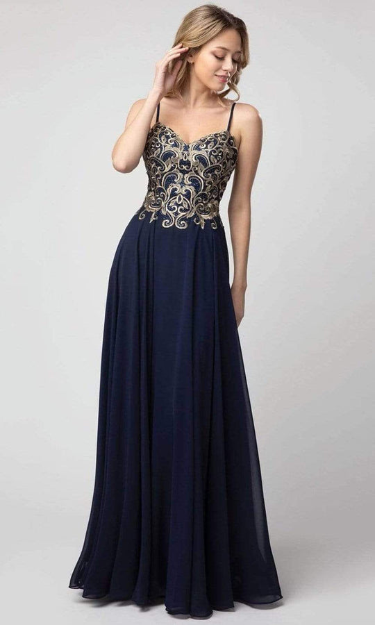 Shail K - Sweetheart Gilt-Embroidered Bodice Dress 937