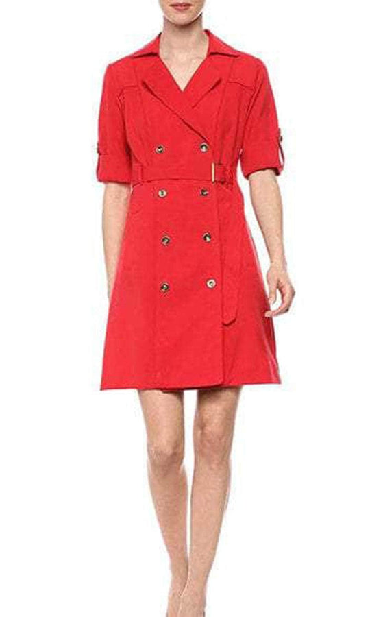 Sharagano HW9S196241 - Collared Front Button Formal Dress Casual Dresses 4 / Sunkissed Coral