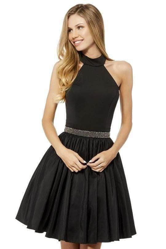 Sherri Hill - 52064 High Halter Neck Cocktail Dress - 1 pc Black In Size 6 Available CCSALE 6 / Black