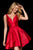Sherri Hill - 52179 Illusion Deep V Bodice Satin Short A-Line Dress Cocktail Dresses 00 / Red