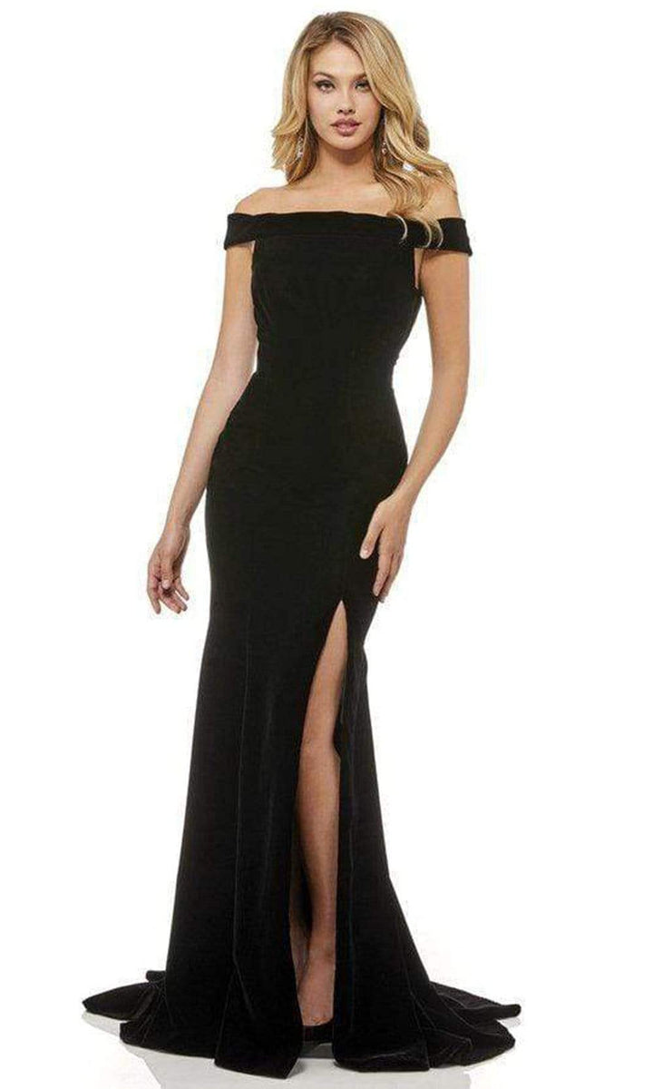 Sherri Hill - 52180 Velvet Off The Shoulder Trumpet Dress – Couture Candy