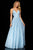 Sherri Hill - 52342 Beaded Lace Deep V-neck Long A-line Dress Prom Dresses 00 / Light Blue