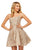 Sherri Hill - 52512 Metallic Lace Short Cocktail Dress Special Occasion Dress 00 / Gold