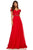 Sherri Hill - 52729 Lace Off The Shoulder Chiffon A-line Dress Prom Dresses 00 / Red