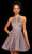 Sherri Hill - 53027 Short Illusion Paneled Halter Glitter Dress Cocktail Dresses 00 / Fuchsia/Silver