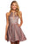 Sherri Hill - 53027 Short Illusion Paneled Halter Glitter Dress Cocktail Dresses 00 / Red/Silver