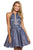 Sherri Hill - 53027 Short Illusion Paneled Halter Glitter Dress Cocktail Dresses 00 / Royal/Silver