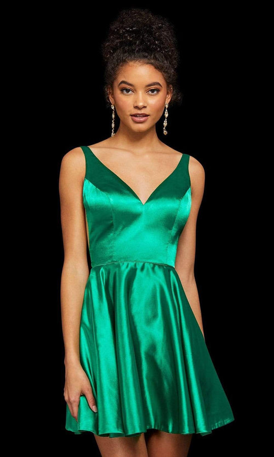 Sherri Hill - 53081 Sleeveless V-Neck Scoop Back A-Line Short Dress