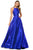 Sherri Hill - 53350 High Neck Satin Long Gown - 1 pc Royal In Size 4 Available CCSALE