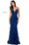 Sherri Hill - 53364 Plunging Lace Up Back Fitted Lace Dress Pageant Dresses 00 / Navy