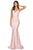 Sherri Hill - 53879 Deep V-Neck Mermaid Dress With Train Evening Dresses 00 / Blush