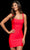 Sherri Hill - 54000 Lace-up Cutout Back Silky Jersey Fitted Mini Dress Homecoming Dresses 00 / Dark Coral
