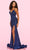 Sherri Hill - 54174 Embellished Deep V Neck Trumpet Dress Prom Dresses 00 / Navy