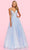 Sherri Hill - 54205 Plunging V Neck Glitter Organza Ballgown Ball Gowns 00 / Periwinkle