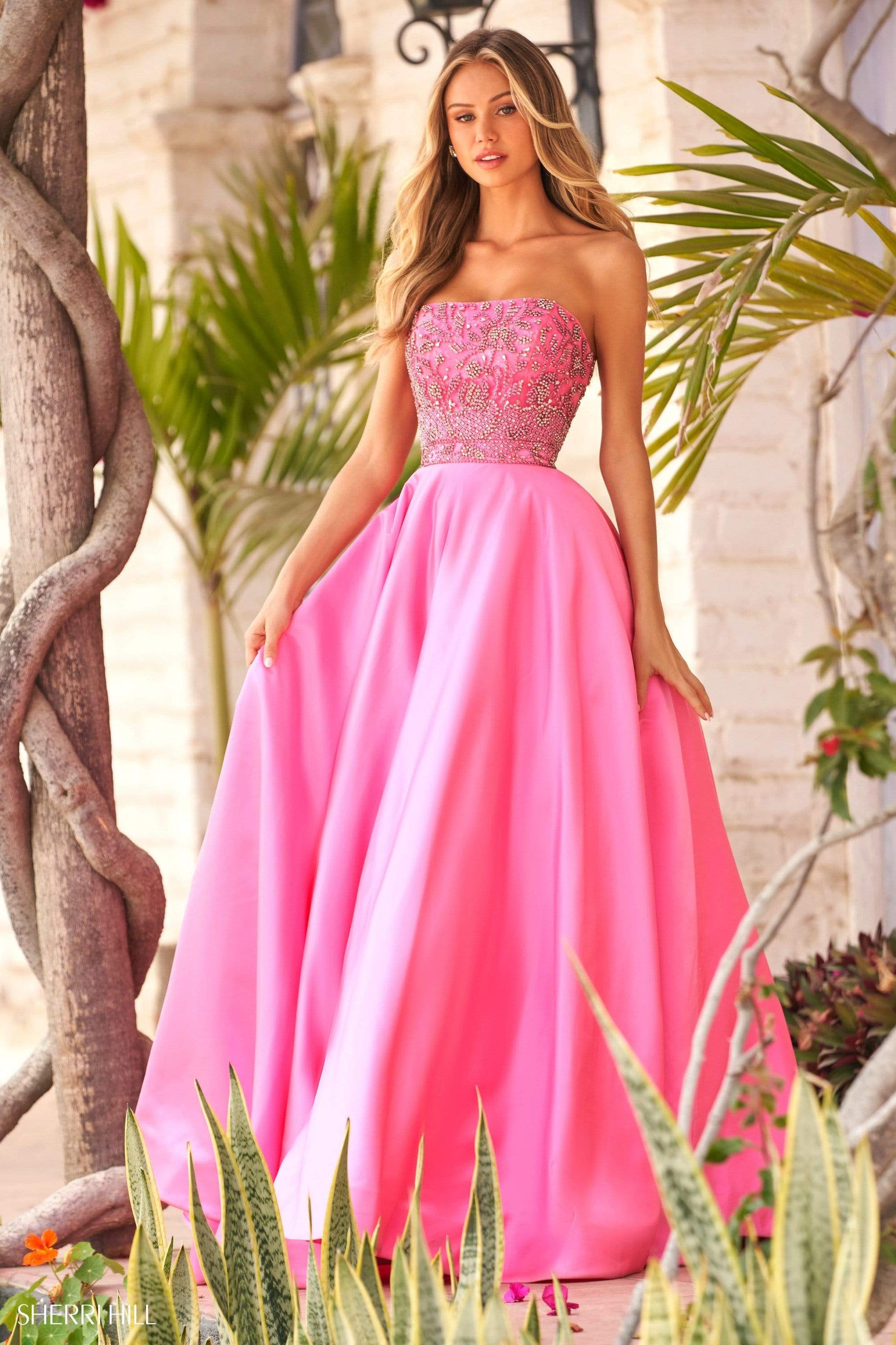 54269 Gown Couture Strapless Sherri Hill Beaded - – Candy A-Line