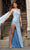 Sherri Hill - 54429 One Shoulder Rhinestone Cape Dress Wedding Dresses 0 / Light Blue