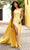 Sherri Hill - 54429 One Shoulder Rhinestone Cape Dress Wedding Dresses 0 / Yellow