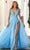 Sherri Hill - 54791 Plunging V-Neck Beaded Ball Gown Ball Gowns 0 / Light Blue