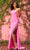 Sherri Hill - 54971 Bead-Fringed High Slit Gown Special Occasion Dress 00 / Pink
