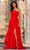 Sherri Hill - 55006 Asymmetric Side Cape Long Dress Prom Dresses 00 / Red