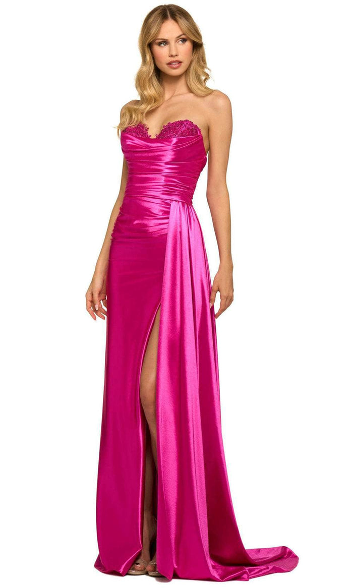 Sherri Hill 55230 - Strapless Ruched Bodice Evening Gown Evening Dresses 000 / Fuchsia