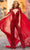Sherri Hill 55294 - Chiffon Cape Beaded Jumpsuit Formal Pantsuits 000 / Red