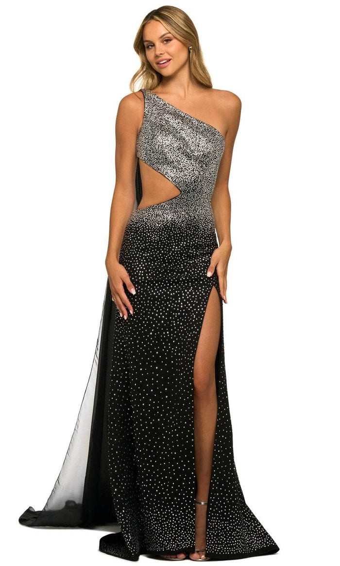 Sherri Hill 55318 - Beaded Cascade Prom Dress Special Occasion Dress 000 / Black/Silver