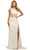 Sherri Hill 55426 - Asymmetric Illusion Midriff Evening Gown Special Occasion Dress 000 / Ivory