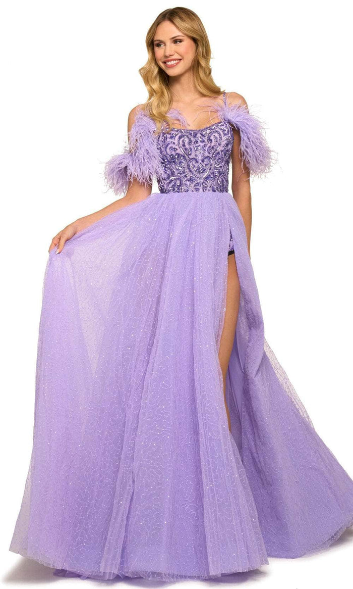 Sherri Hill 55441 - Scoop Low Back Sequined A-line Gown Evening Dresses 000 / Lilac
