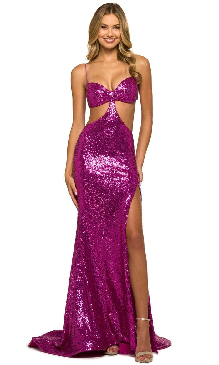 Sherri Hill 55499 - Body Cut-Out Daring Evening Gown Evening Dresses 000 / Magenta