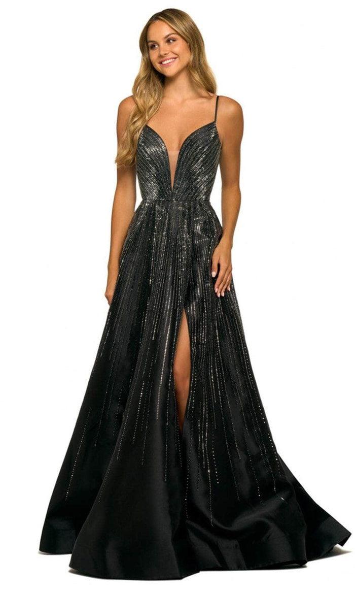 Sherri Hill 55505 - Sleeveless Plunging V-Neck Evening Gown Evening Dresses 000 / Black