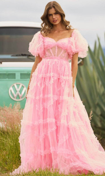 strapless open back dress Jovani 45909 Pink Homecoming Dress With Strapless Fit-And-Flare – The Gown  Galleria