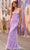 Sherri Hill 55589 - Floral Sequined Sheath Long Gown Special Occasion Dress 000 / Lilac