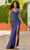 Sherri Hill 55604 - Illusion Beaded High Slit Gown Evening Dresses 000 / Navy