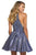 Sherri Hill - Illusion Slit Bodice Fit and Flare Glitter Cocktail Dress 53027 - 1 pc Royal/Silver In Size 0 Available CCSALE 0 / Royal/Silver