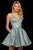 Sherri Hill - Sleeveless V-Neck Fit and Flare Stretch Glitter Cocktail Dress 52955 - 1 pc Aqua/Silver In Size 0 and 1 pc Royal/Silver in size 6 Available CCSALE 00 / Aqua/Silver
