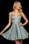 Sherri Hill - Sleeveless V-Neck Fit and Flare Stretch Glitter Cocktail Dress 52955 - 1 pc Aqua/Silver In Size 0 and 1 pc Royal/Silver in size 6 Available CCSALE