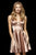 Sherri Hill - Sleeveless V-Neck Satin Short Dress 52253 - 2 pcs Mocha in size 00 and Emerald In Size 8 Available CCSALE 00 / Mocha