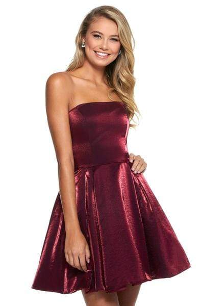 Sherri Hill - Straight Across Strapless A-Line Short Dress 52969 - 1 pc Wine In Size 2 Available CCSALE 2 / Wine