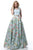 Sherri Hill - V-Neck Floral Pleated Prom Dress 51959 - 2 pc Aqua Print In Size 6 AND 8 Available CCSALE