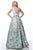 Sherri Hill - V-Neck Floral Pleated Prom Dress 51959 - 2 pc Aqua Print In Size 6 AND 8 Available CCSALE