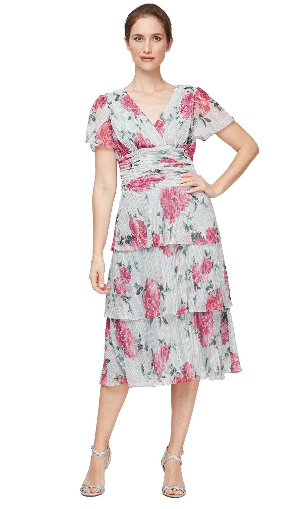 SLNY 91551741 - Floral Ruched Sheath Dress – Couture Candy