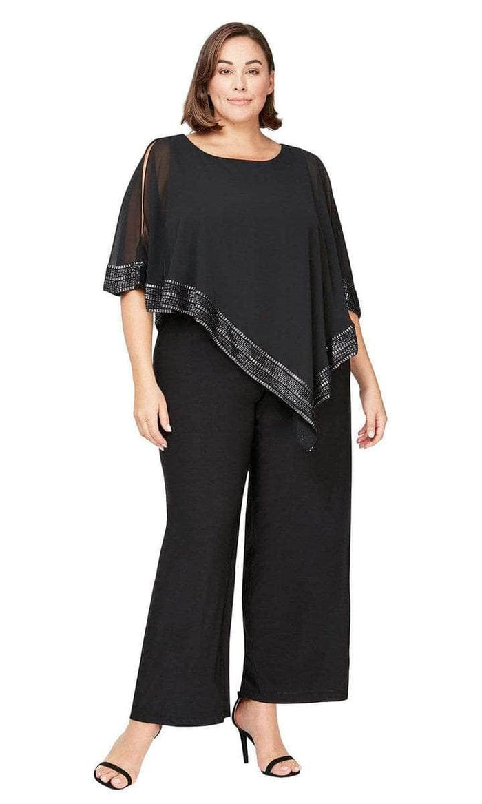 SLNY - Asymmetrical Cape Jumpsuit 9477331 - 1 pc Black In Size 16W Available CCSALE 16W / Black