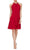 SLNY - Bead-Braided Halter Chiffon Dress 411105 - 1 pc Steel In Size 16P Available CCSALE 14P / Apple Red