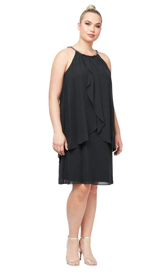 SLNY - Halter Neck Loose Midi Dress 613664 - 1 pc Black In Size 22W Available CCSALE 22W / Black