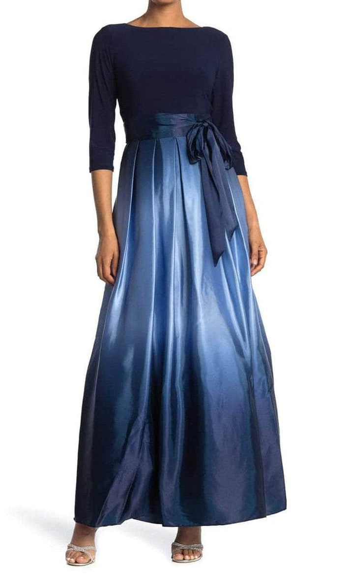 SLNY - Jewel Neck Ombre Formal Dress 9151111 - 1 pc Navy/Wedgewood  In Size 8 Available CCSALE 8 / Navy/Wedgewood