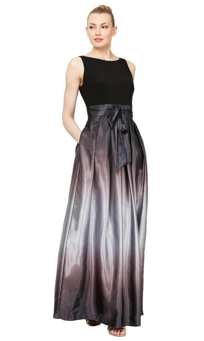 SLNY - Ombre Bateau Formal Dress 119435M - 1 pc Black/Silver In Size 18 Available CCSALE 18 / Black/Silver